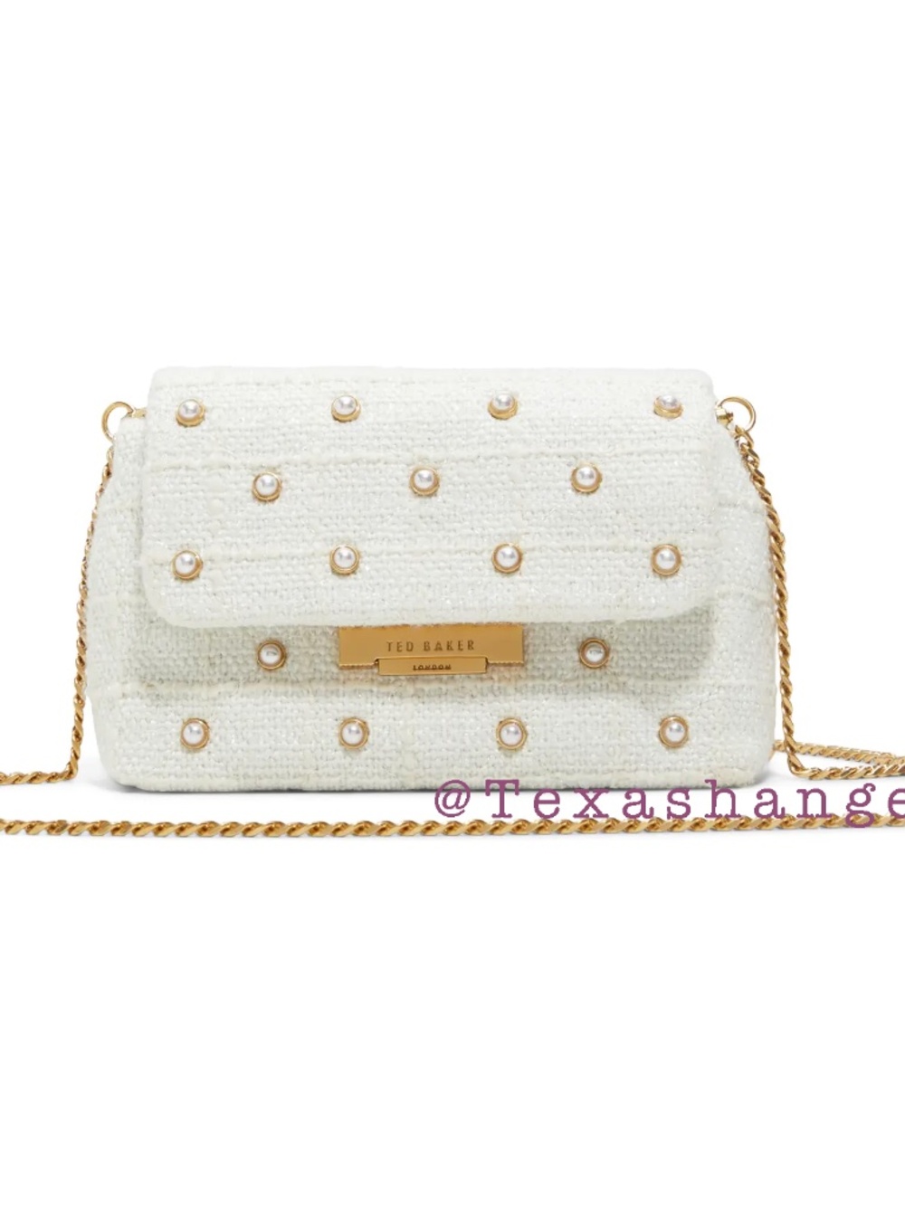 NWT Ted Baker Ginn Pearl Embellished Shoulder Bag White Bone
